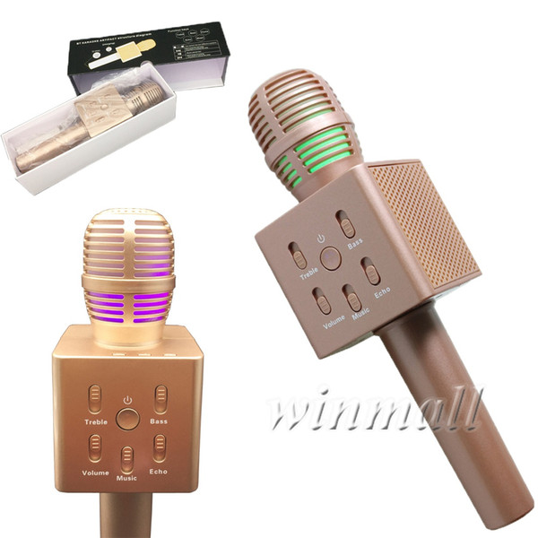 New Q7 Handheld Microphone LED Light Wireless KTV With Speaker Mic Microfono Bluetooth Handheld Portable Karaoke Player