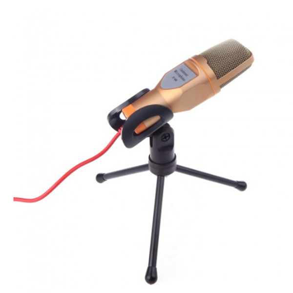 High Quality Computer Microphone Wired Network Microphone with Stand Holder Microphone Gold Black White Color Model SF-666