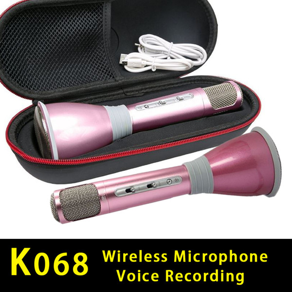 Newest K068 Wireless bluetooth Microphone microfone with Mic Speaker Condenser Mini Karaoke Player KTV Singing Record for samsung Iphone