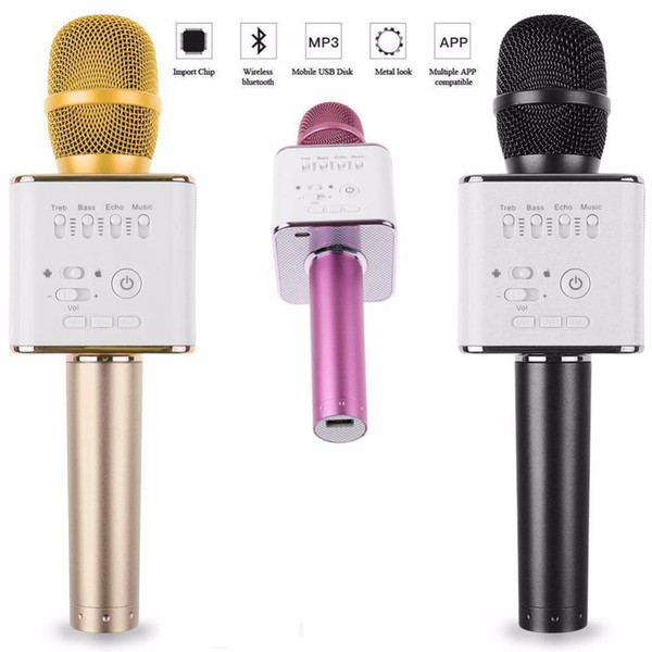 Q9 Bluetooth Microphone Portable Handheld Wireless KTV Karaoke Player Dual Horns Loudspeaker Speaker For iPhone 8 Plus Samsung S8 Huawei