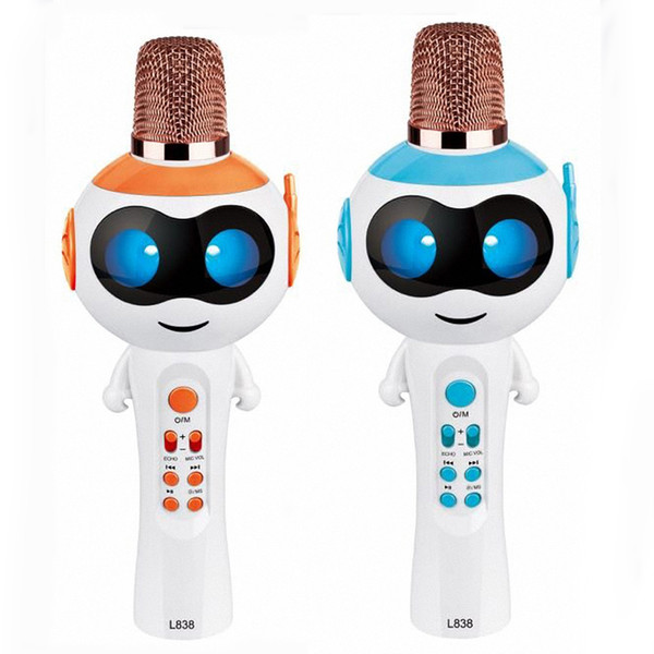 L838 Microphone Astronaut Handheld Bluetooth Wireless Karaoke Microphone Phone Player MIC Speaker Record Music KTV Microphone PK ws858