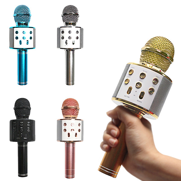 WS-858 Bluetooth Wireless Microphone Handheld Portable Karaoke Mic USB Mini Home KTV For Music Playing Singing Speaker Player For Smartphone