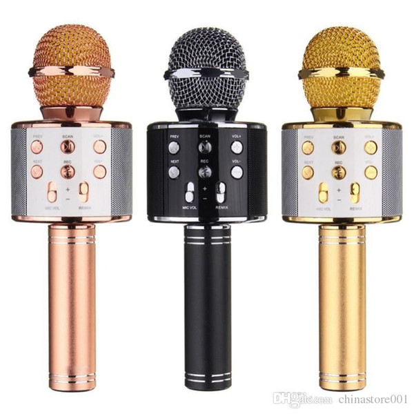 WS858 Bluetooth wireless Microphone WS-858 HIFI Speaker Condenser Magic Karaoke Player MIC Speaker Record Music For Cell Phone Tablets PC