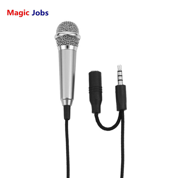 Magic_Jobs 3.5mm Mini Microphone Stereo Condenser Microphone A Way To IOS Android Smartphone PC Laptop Chatting Singing Kar