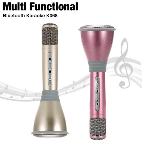 2 in 1 K068 Wireless speaker microphone with Mic Speaker Condenser Mini Karaoke Player KTV Singing Record for Smart Phones Computer free DHL