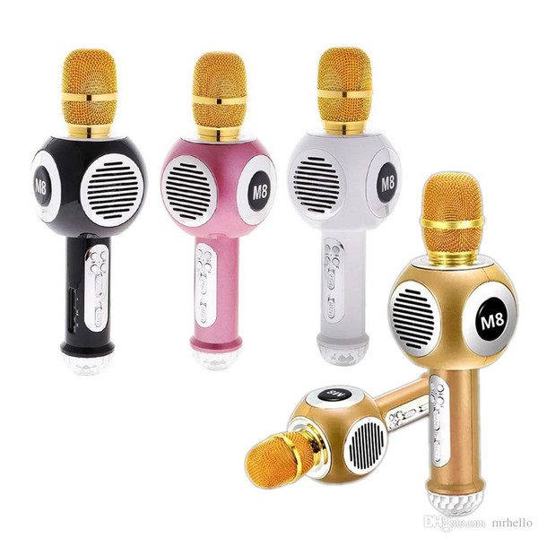 M8 Wireless Bluetooth Microphone Speaker Colorful Neon Lights Cell Phone Karaoke Live Microphone Sings Universal Fashion Microphones