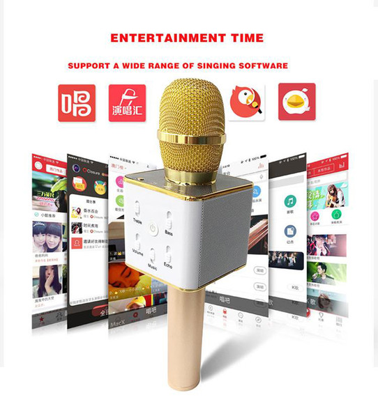 2018 Q7 Handheld Microphone Bluetooth Wireless KTV With Speaker Mic Microfono Handheld For iphone Smartphone Karaoke