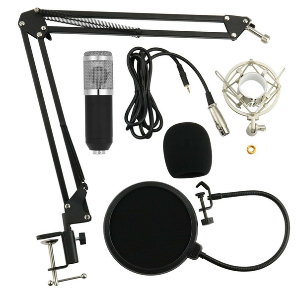 Professional Recording Microphone Set Condenser 3.5mm Mic Audio Home Studio K Song Suspension Boom Scissor Arm Stand Mic Holder