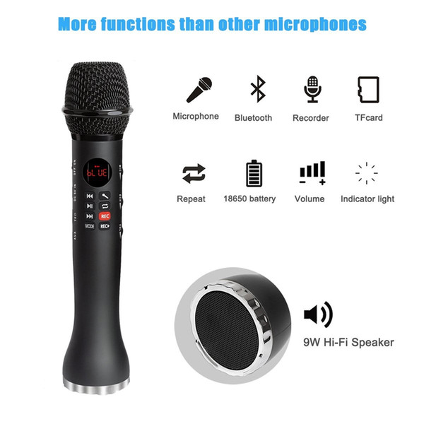 Original Brand Wireless Handheld Microphone Bluetooth Dynamic Microphone With Loudspeaker Recorder MP3 Player KTV for Android iOS PC