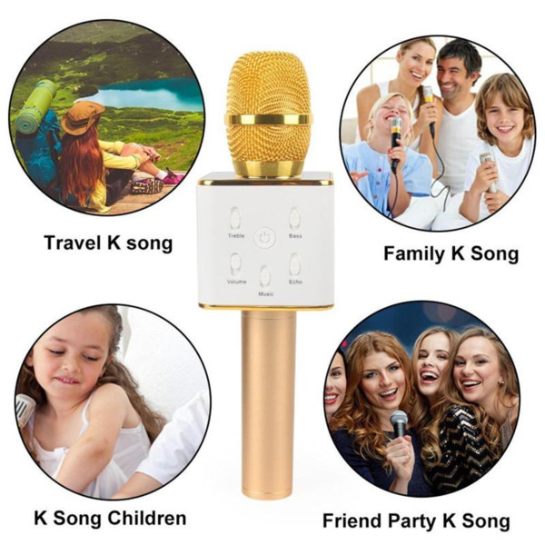 Handheld Q7 Wireless Bluetooth Microphone Portable KTV Karaoke Player Singing Song Loudspeaker with MIC Speaker for Mobile Phone Smartphone