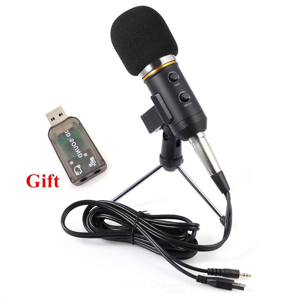 MK-F200FL Professional Handheld Condenser Microphone USB Computer Microphone Stand Tripod Wired 3.5mm Jack For Recording Studio