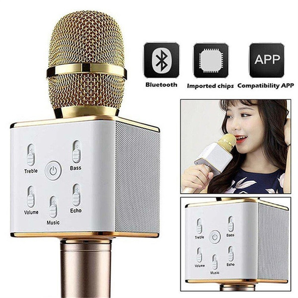 2017 Q7 Handheld Microphone Bluetooth Wireless KTV With Speaker Mic Microfono Loudspeaker Portable Karaoke Player 4 colors in bag 60pcs