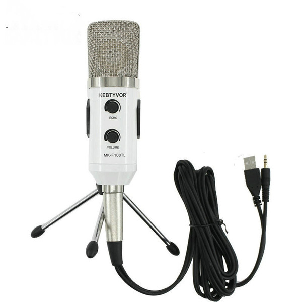 Condenser Sound Recording Mic Speaking Speech Microphone Independent Audio Card Free Microphone With Tripod MK-F100TL