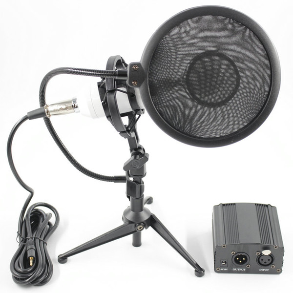 Hot Professional full set of meals BM 8000 Condenser microphone+48v phantom power+Desktop Stand Recording studio microphone