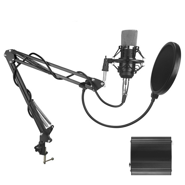 BM 700 Studio Recording Condenser Mic Microphone with Suspension Arm Stand Shock Mount and Pop Filter for PC Laptop Computer Recording