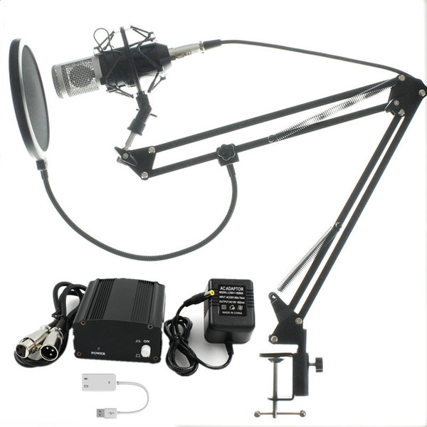 Full Set Microphone Professional BM800 Condenser KTV Microphone Pro Audio Studio Vocal Recording Mic + Metal Shock Mount