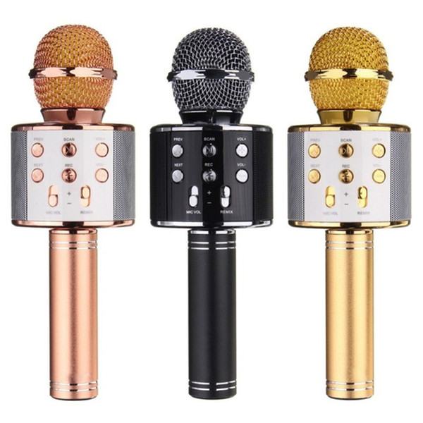 WS-858 Wireless Speaker Microphone Portable Karaoke Hifi Bluetooth Player for iphone for ipad for Samsung Tablets with Package