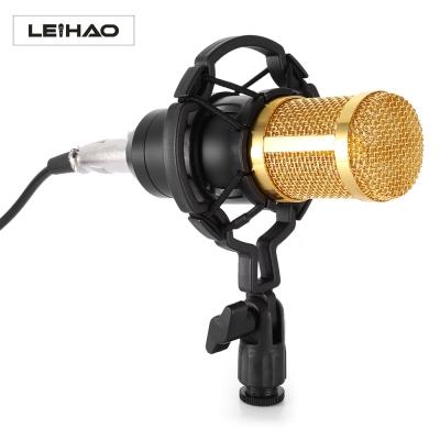 Original LEIHAO Professional Condenser Sound Recording Microphone with Shock Mount for Radio Braodcasting Singing Black KTV Hot +NB