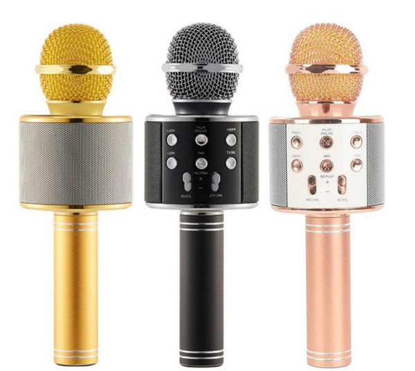 WS-858 Wireless Speaker Microphone Portable Karaoke Hifi Bluetooth Player WS858 For iphone 6 6s 7 ipad Samsung Tablets PC better than Q7 Q9