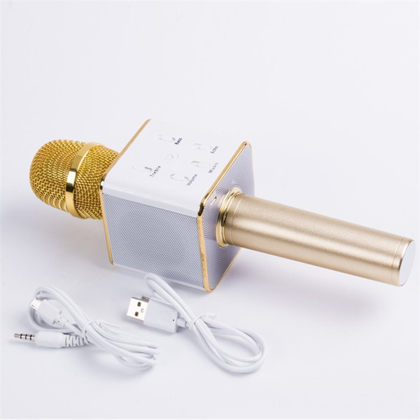 Q7 Handheld Microphone Bluetooth Wireless KTV With Speaker Mic Microfono Loudspeaker Portable Karaoke Player in retail bag with cables 35pcs