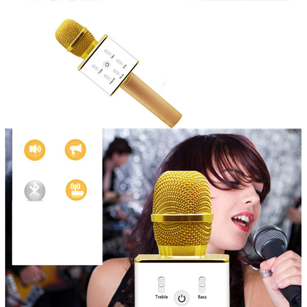 Q7 Handheld Microphone Bluetooth Wireless Magic KTV With Speaker Mic Microfono Loudspeaker Portable Karaoke Player For iphone Smartphone