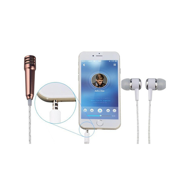 Mini Condenser Handheld Microphone with earphone Singing Karaoke Recording Mic for IOS iphone Android Samsung Smartphone