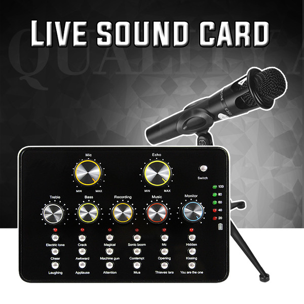 Professional E300 Condenser Handheld Microphone V10 Sound Card with Stand for Computer Studio Vocal Recording Karaoke for live broadcasting