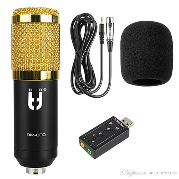 New BM800 Computer Microphone 3.5mm Wired Condenser Sound Microphone With Shock Mount For Recording Braodcasting BM-800 Mic