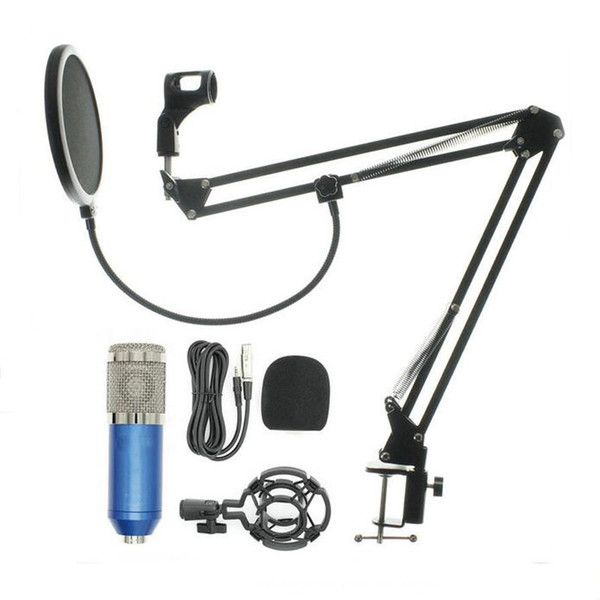 Professional Condenser Audio 3.5mm Wired BM800 Studio Microphone Vocal Recording KTV Karaoke Microphone Mic W/Stand For Computer