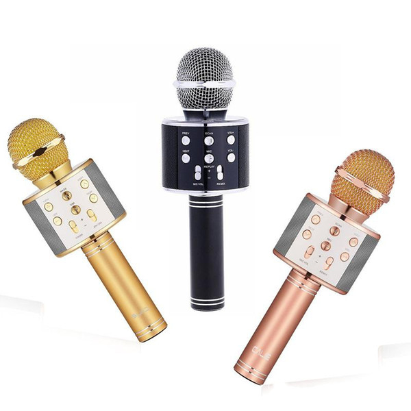 WS-858 Bluetooth wireless Microphone HIFI Speaker WS858 Magic Karaoke Player MIC Party Speakers Record Music For Cell Phone Tablets PC