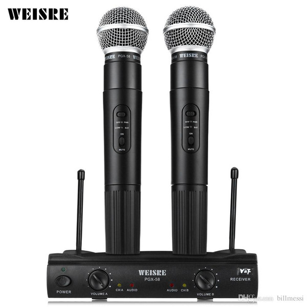 Original WEISRE Omni-directional Wireless Microphone System Dual Handheld 2 x Mic Cordless Receiver for Karaoke Party KTV Hot +NB