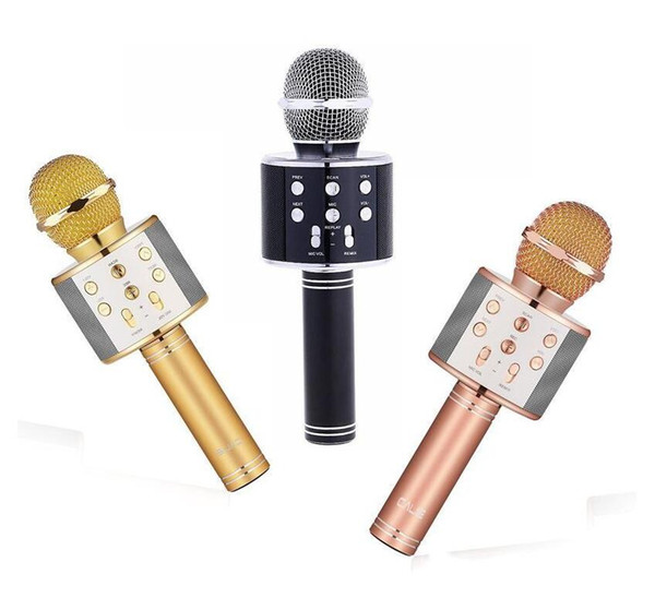 WS-858 Wireless Speaker Microphone Portable Karaoke Hifi Bluetooth Player WS858 For iphone 6 6s 7 ipad Samsung Tablets PC better than Q7 Q9