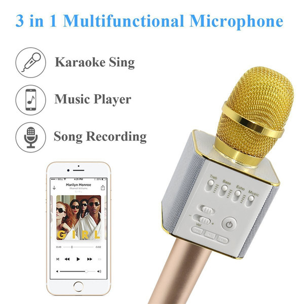 Magic Q9 Bluetooth Wireless Microphone Handheld Microfono KTV With Speaker Mic Loudspeaker Karaoke Q7 Upgrade For Android Phone