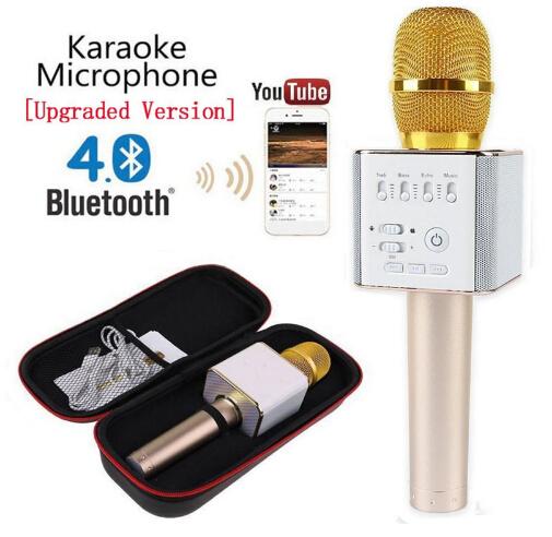 Magic Q9 Bluetooth Wireless Microphone Handheld Microfono KTV With Speaker Mic Loudspeaker Karaoke Q7 Upgrade For android phone DHL