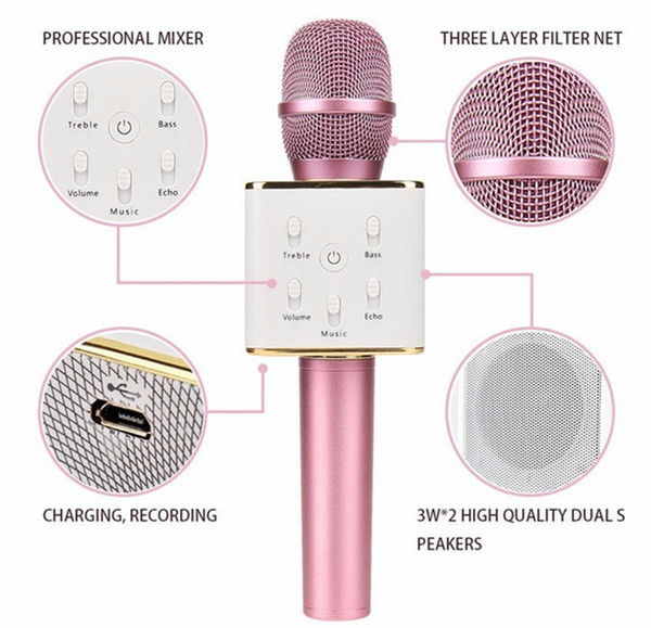 2017 Q7 Handheld Microphone Wireless KTV With Speaker Mic Microfono Handheld For iphone Smartphone Portable Karaoke Player