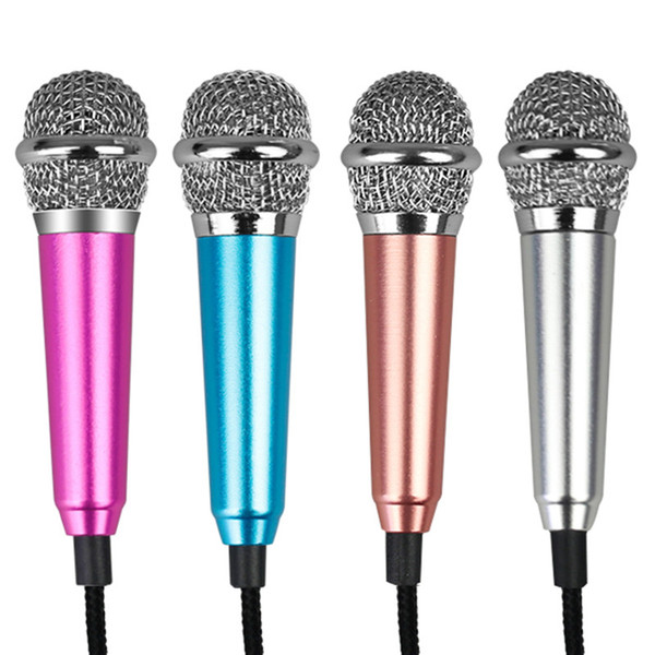 3.5mm audio plug Wired Mini Microphone with Stand Portable Stereo Condenser mic and 2 in 1 audio cable for PC/ Phone/Ipad