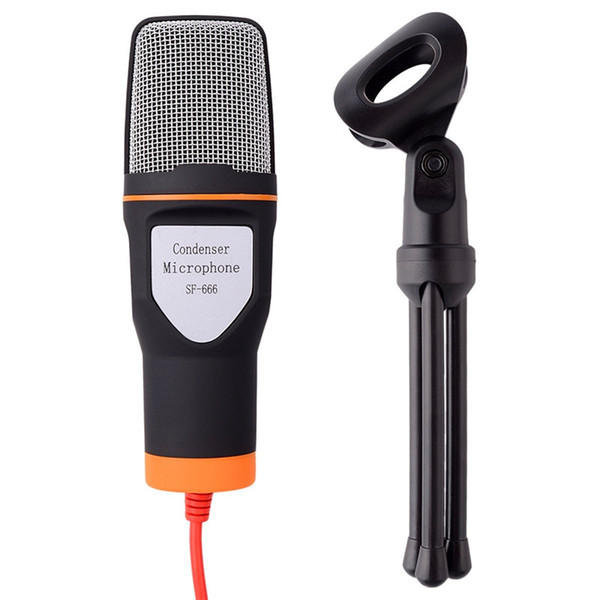 2019 Professional wired high quality stereo condenser microphone with holder clip for chatting MSN karaoke portable PC SF - 666