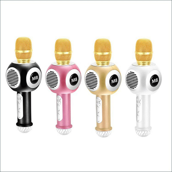 2018 Fashion M8 USB Microphone KTV Karaoke Handheld Mic Speaker Wireless Microphone M8 for IOS Android Smartphone and TV