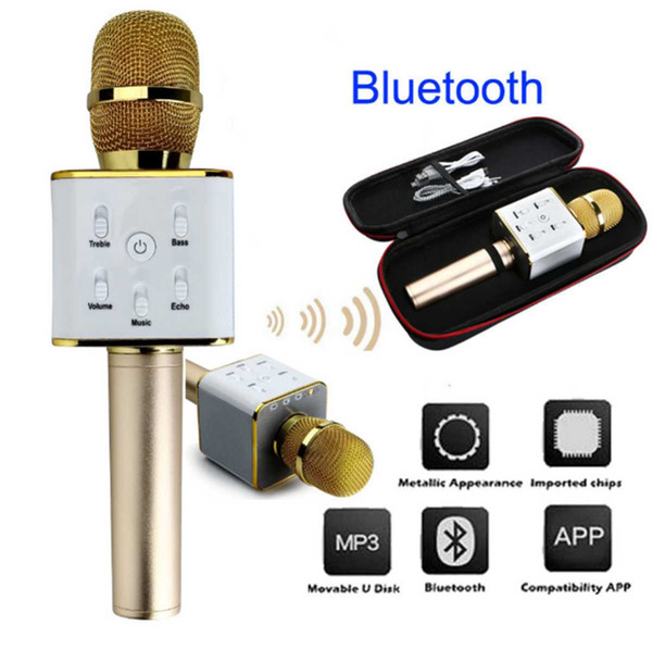 Q7 Magic Karaoke Microfone K Song Mini Portable Wireless Bluetooth speaker Microphone Power Bank Outdoor home KTV 10PCS/LOT