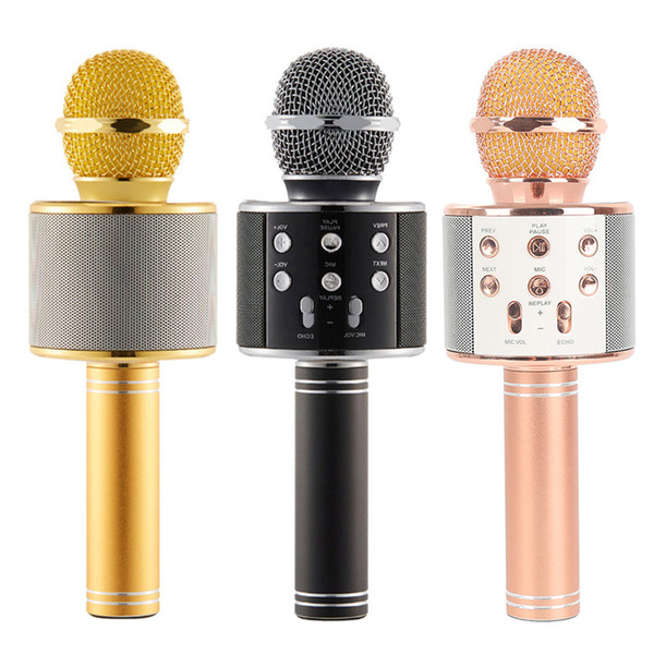 WS-858 Wireless Microphone Bluetooth Karaoke Wireless KTV Mini Portable Microphone Speaker Indoor Outdoor for Iphone Samsung Entertainment