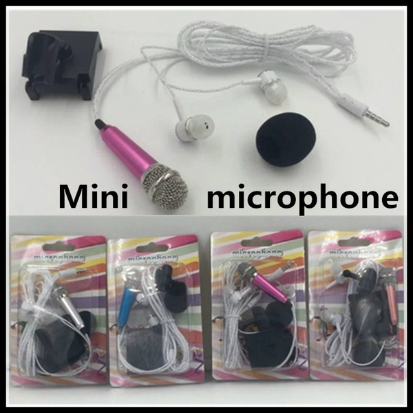 Handheld Mini Microphone 3.5mm Karaoke KTV Microphone with Earhphones for Cellphone Computer 4 Colors with Retail Package DHL free