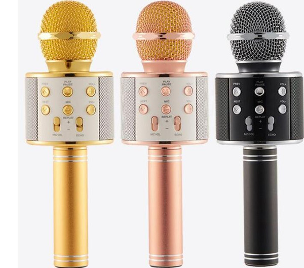 WS858 Bluetooth wireless Microphone HIFI Magic Karaoke Player MIC Speaker Record Music For Iphone Android Cell Phone Tablets PC DHL Free