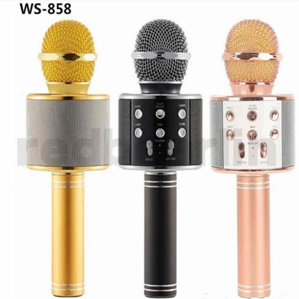 WS-858 Wireless Speaker Microphone Portable Karaoke Hifi Bluetooth Player WS858 For iphone 6 6s 7 ipad Samsung Tablets PC better than Q7 Q9