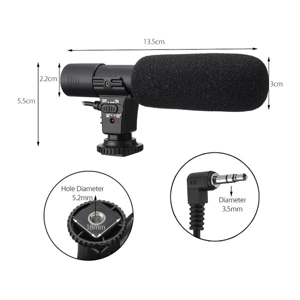 HOT-3.5mm External Stereo Microphone Mic For Camera