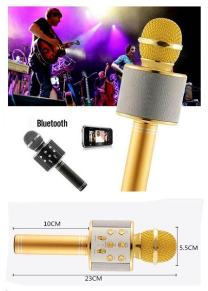 WS-858 Microphone Wireless Speaker Portable Karaoke Hifi Bluetooth Player WS858 For iphone 6 6s 7 ipad Samsung Tablets PC better than Q7 Q9