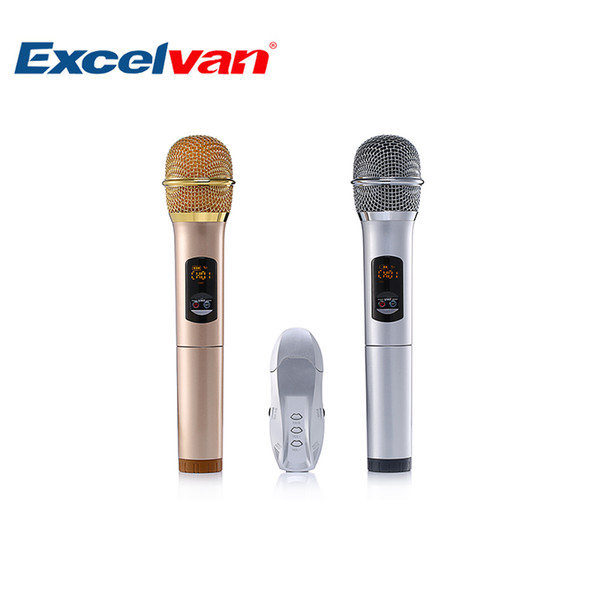 Excelvan K18U Professional Bluetooth Two Handheld Microphone with UHF Wireless Microphone System Light-in-weight LED Display