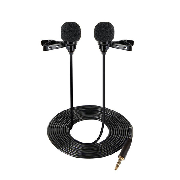 Mini Lavalier Lapel Microphone Dual Headed Recording Clip On Mic for iPhone iPad Samsung Tablet @JH