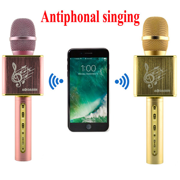 JY-50 Antiphonal Sing Cell Phone Karaoke Microphone Metal Handheld Bluetooth Wireless Music Speaker Home KTV Player