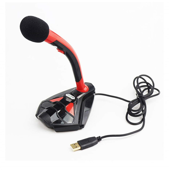 Karaoke HD Portable Studio PC USB 3.5mm Audio Microphone for Computer with Volume Adjust ON/OFF Button Wired Professional Mic