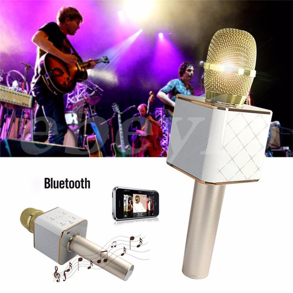 Q7 bluetooth Microphone Portable Wireless Karaoke Handheld Condenser Microphone with Speaker for iPhone 6 6s 7 /iPad/Samsung Smartphones